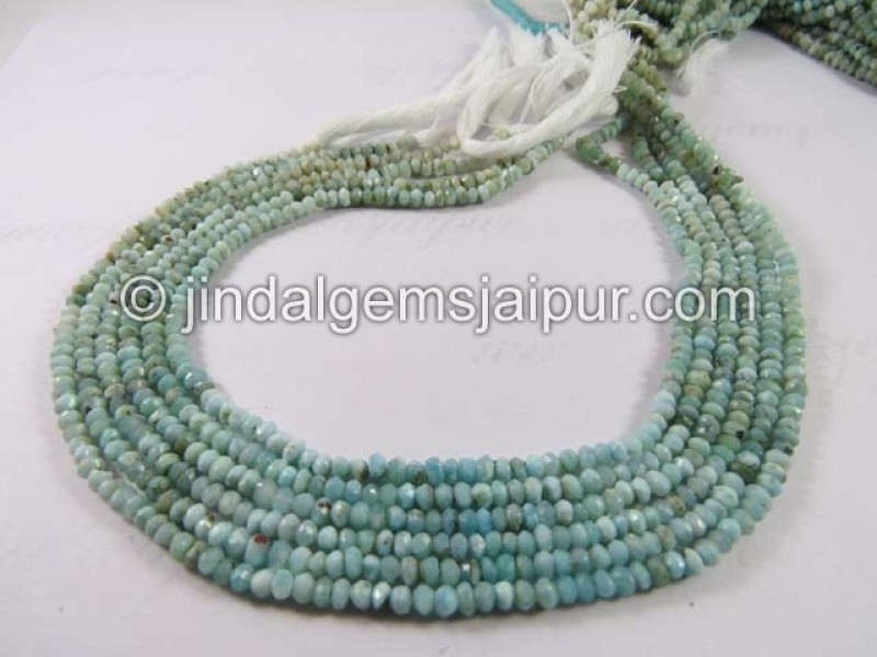 Larimar Faceted Rondelle Shape Beads